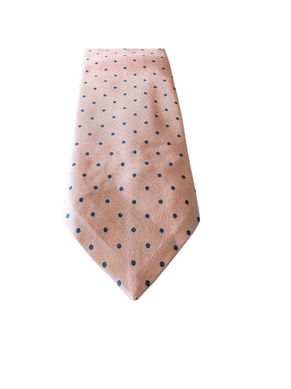 Vintage John Comfort Silk Tie Pink Navy Polka Dot England - Picture 3 of 11